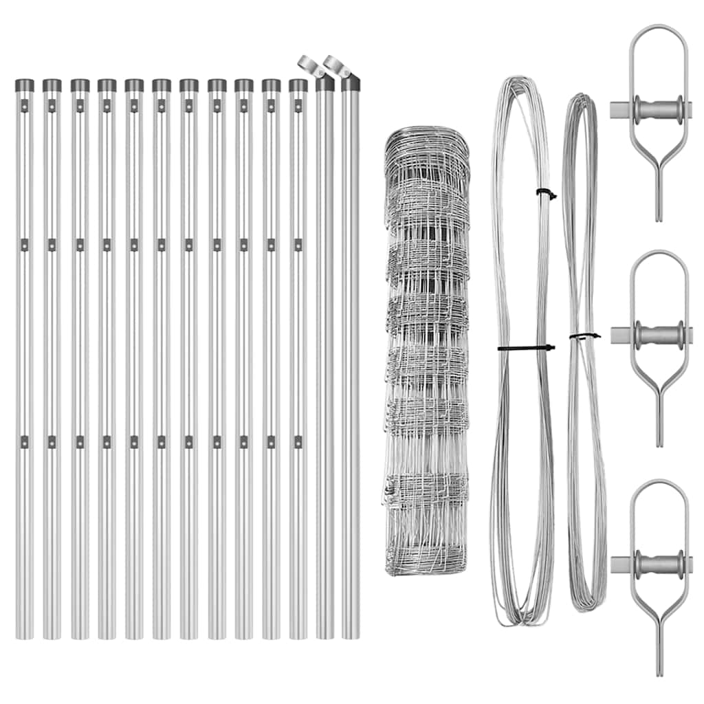 Wildzaun Silber 25 x 0,8 m Verzinkter Stahl